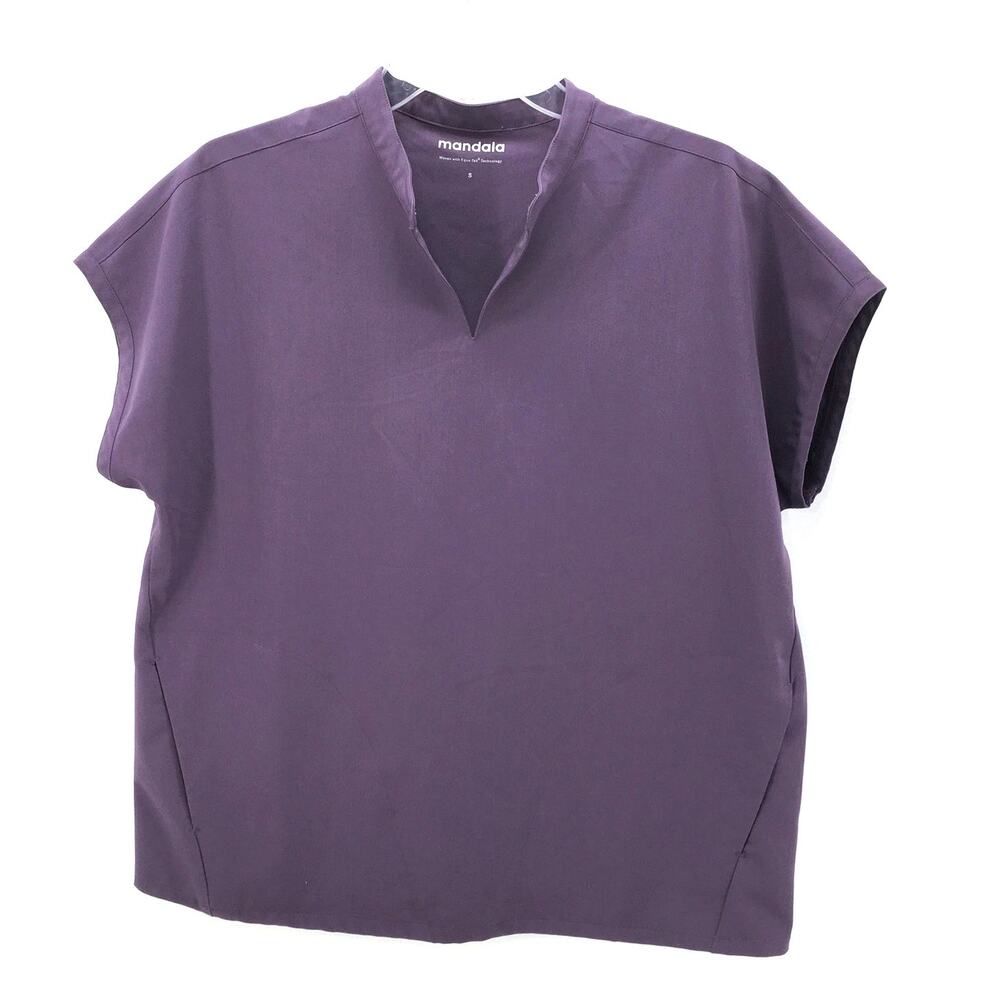 Mandala Mandarin Dolman Relaxed Oversized Scrub Top Lavender Purple M Nursing